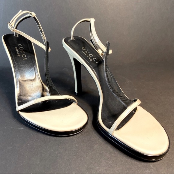 Gucci off white black patent leather sandals 8 - Picture 5 of 9